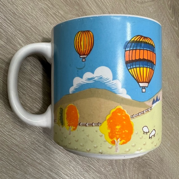 Vintage 1986 Lefton China Coffee Mug - Hot Air Balloons - Picture 2 of 6